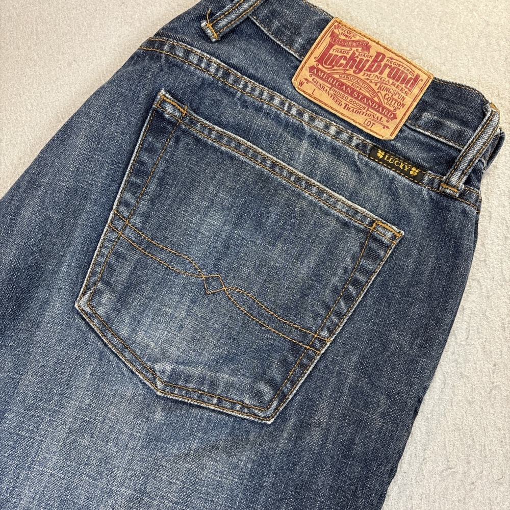Lucky Brand Men's Straight Blue Denim Jeans Medium Wash Regular Fit 34